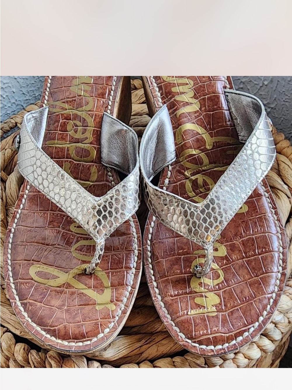 Silver Snake-Print Wedges by Sam Edelman